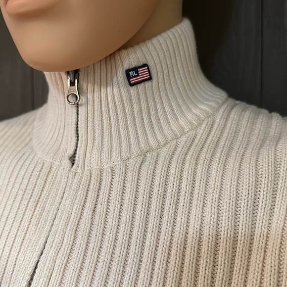 Ralph Lauren vintage full frontal zip to mock neck long sleeve ribbed sweater - Picture 2 of 10